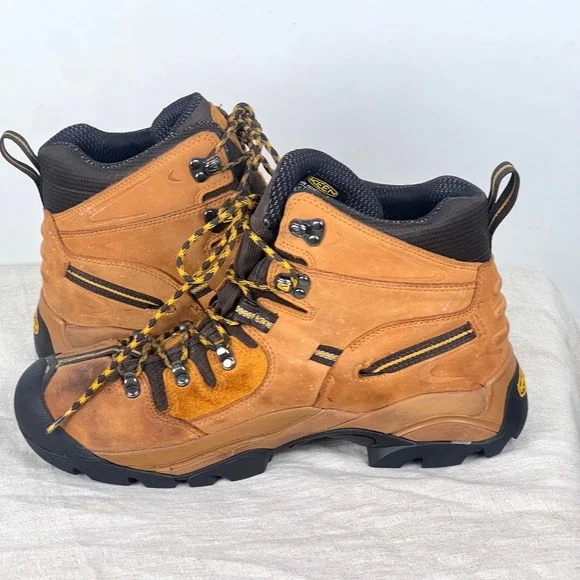 KEEN Mens Waterproof Hiking Boots 12EE Brown Leather Safety Toe READ - Picture 9 of 16